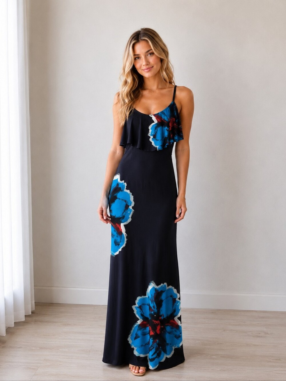 Inc International Concepts Navy Maxi Dress w/ Spaghetti Straps, NWT, Size PP